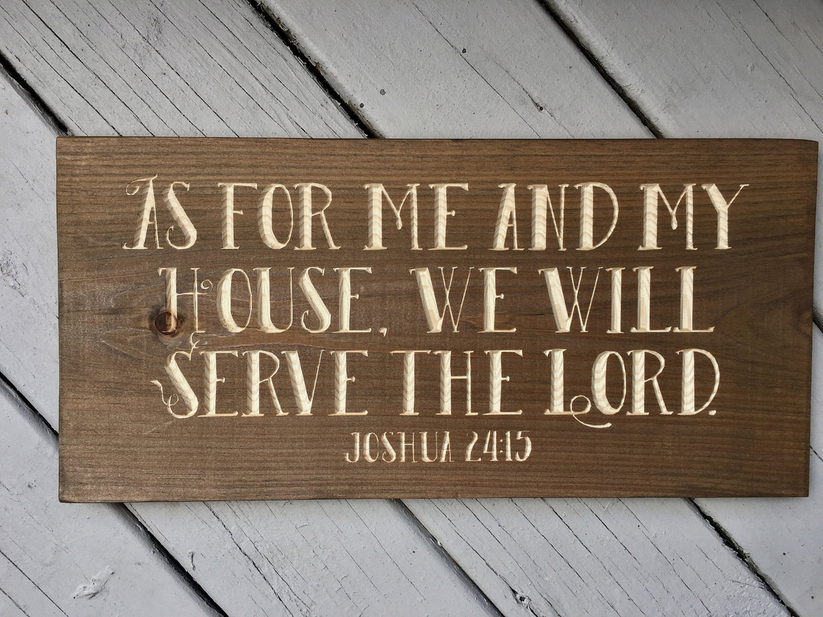 Bible Verse Sign Christian Wood Signs Scripture Home Decor Joshua 24:15 As  for Me and My House Rustic Wood Carved Engraved Wooden Wall Art