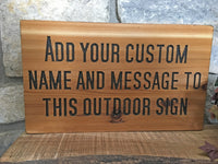 Small 6x9 Outdoor Wood Sign Custom Personalized Carved Exterior Cedar Cabin Sign